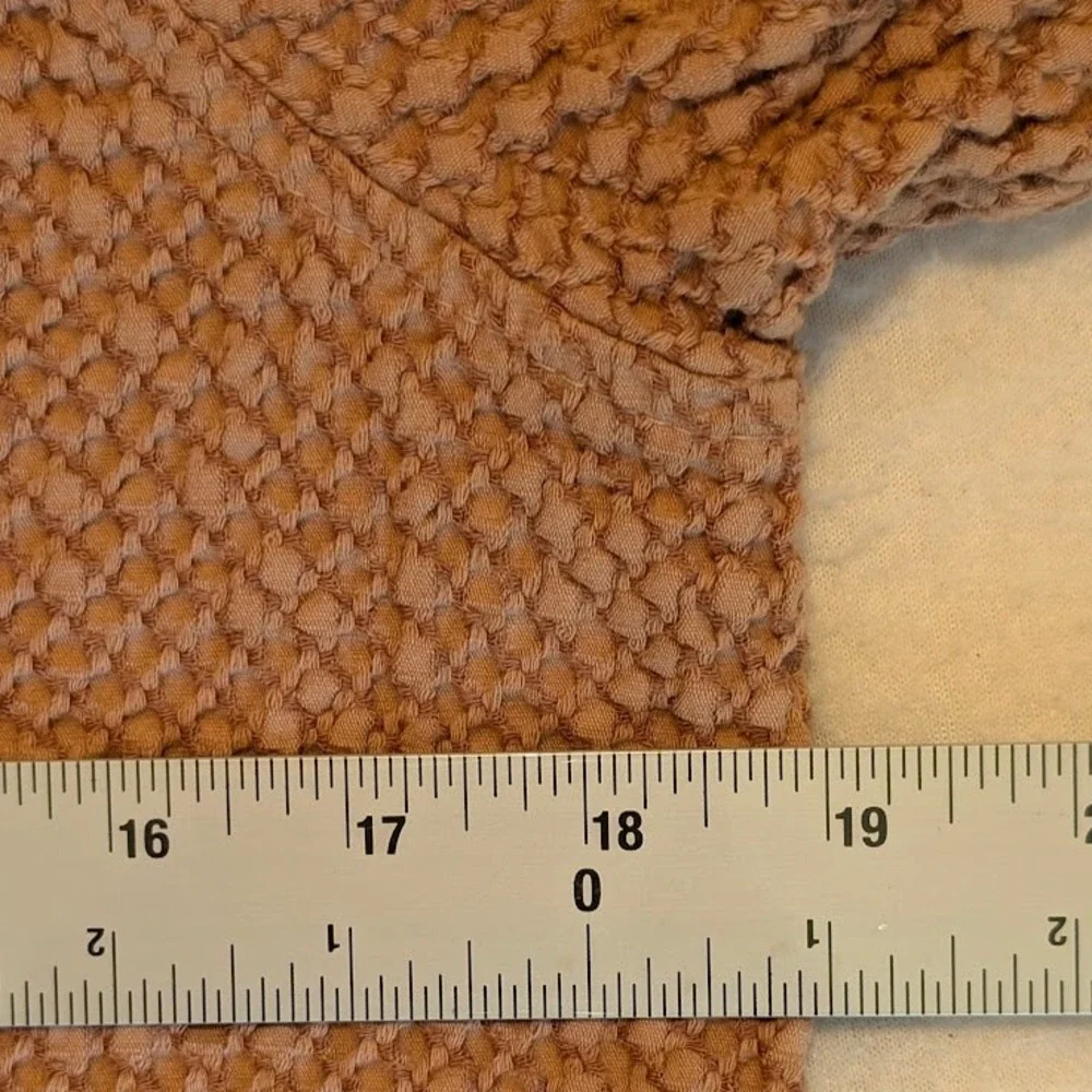 C.M.C Open Cardigan Women M Taupe‎ Lagenlook Boho Chic Smocked Waffle Cozy USA